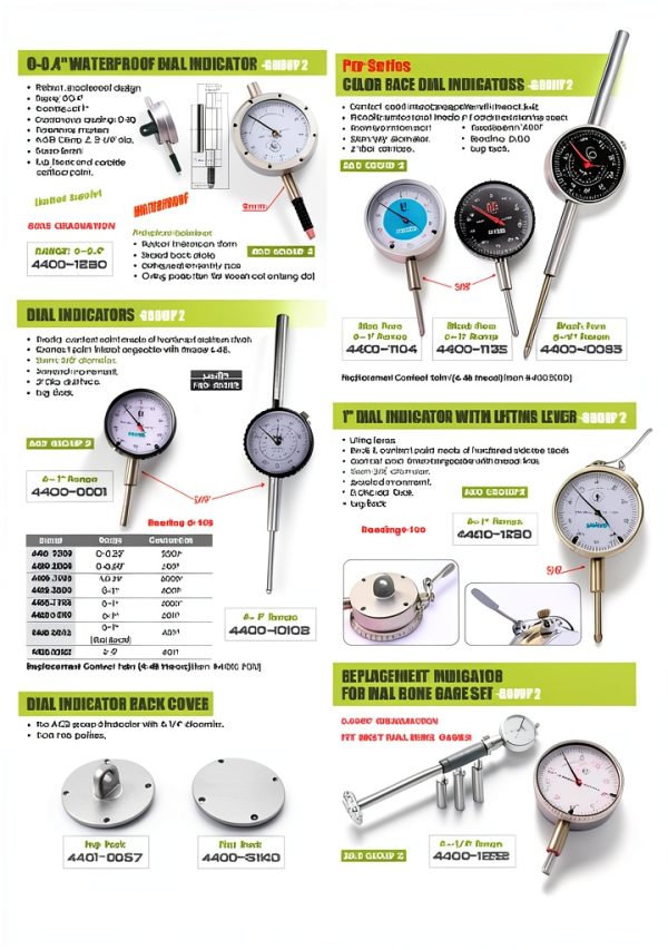 Dial Indicator HHIP Pro Series 4400-0003 0-.250" 3/8" Stem Satin-8
