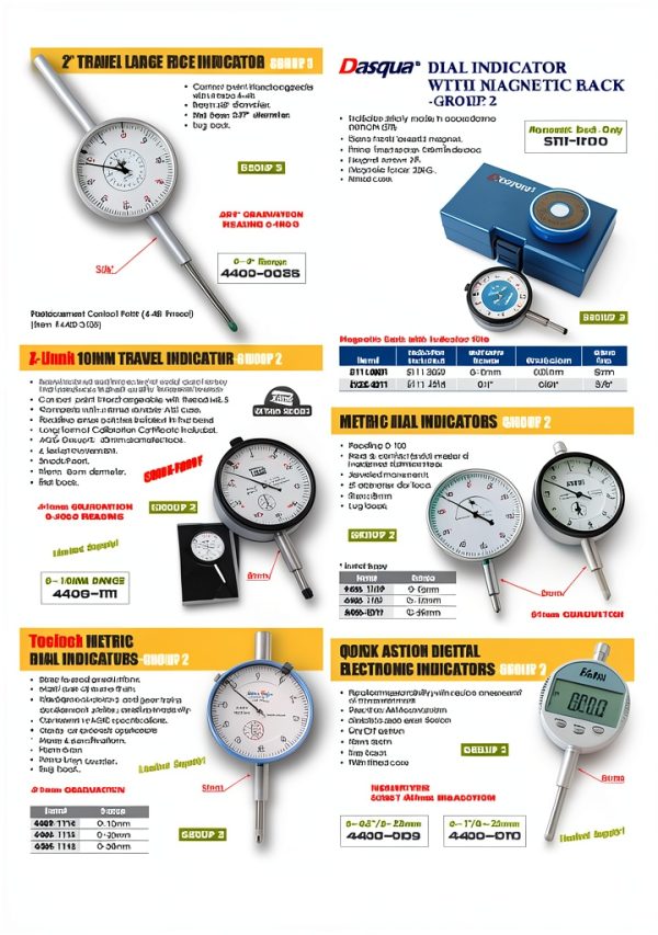 Dial Indicator HHIP Pro Series 4400-0003 0-.250" 3/8" Stem Satin-6